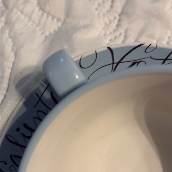 Elegant Blue Script Teacup and Saucer Set - Picture 5 of 6